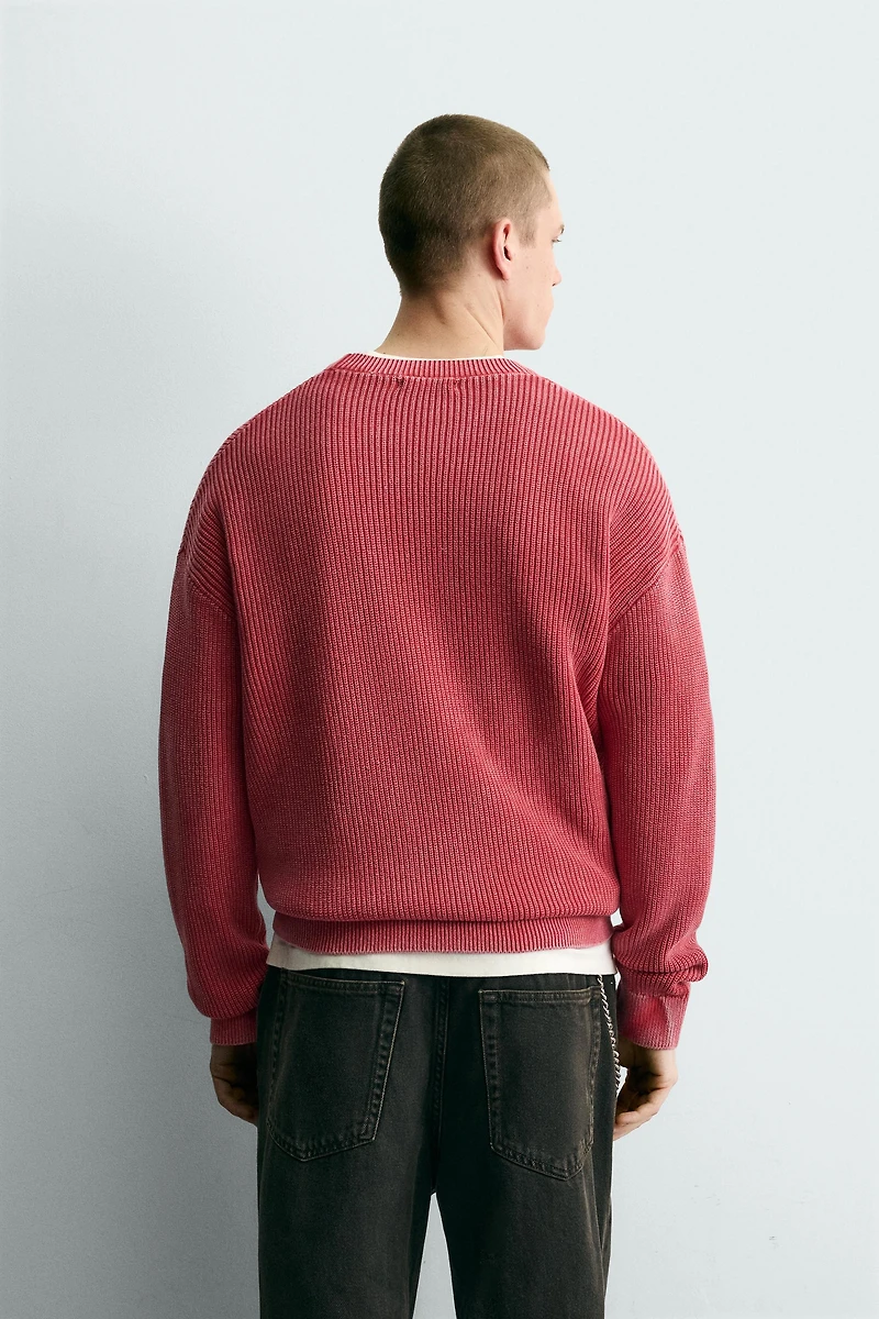 WASHED RIBBED TEXTURED JUMPER