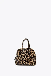 ANIMAL PRINT FUR MINI BOWLING BAG