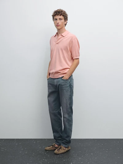 Polo en maille à col V