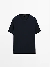 Short sleeve knit T-shirt with colour detail