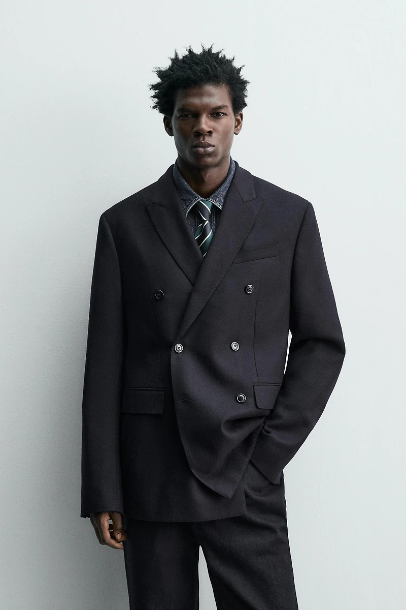 BLAZER CROISÉ EN FLANELLE 100 % LAINE