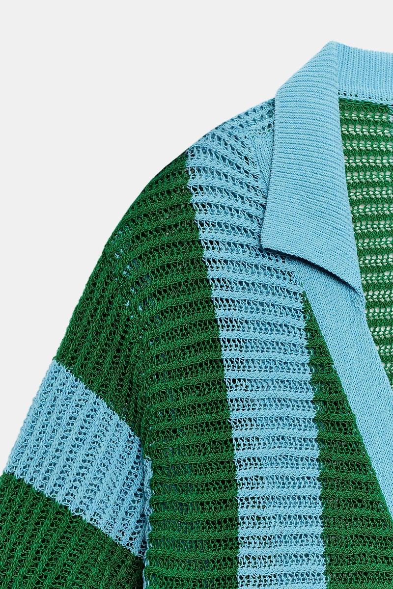 GILET À MANCHES COURTES EN MAILLE RAYURES