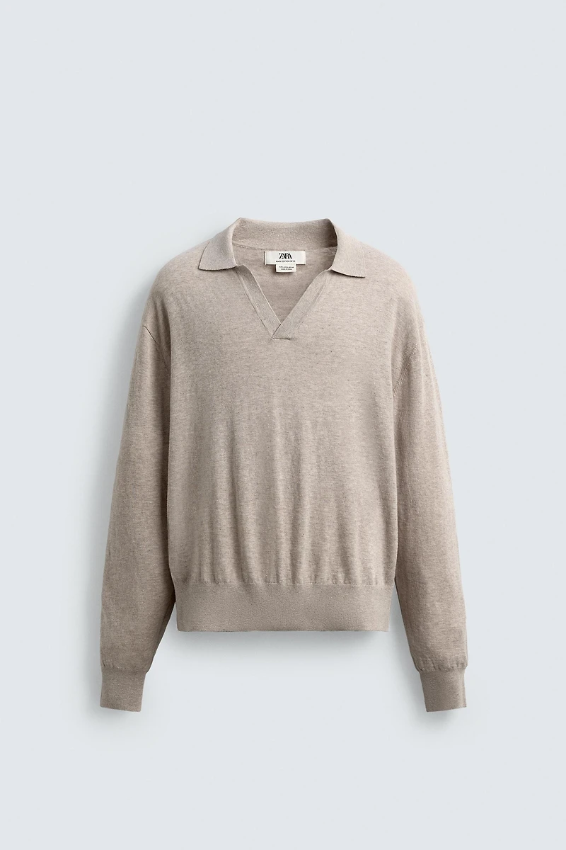 COTTON-WOOL KNIT POLO SHIRT