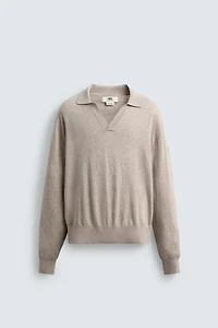COTTON-WOOL KNIT POLO SHIRT