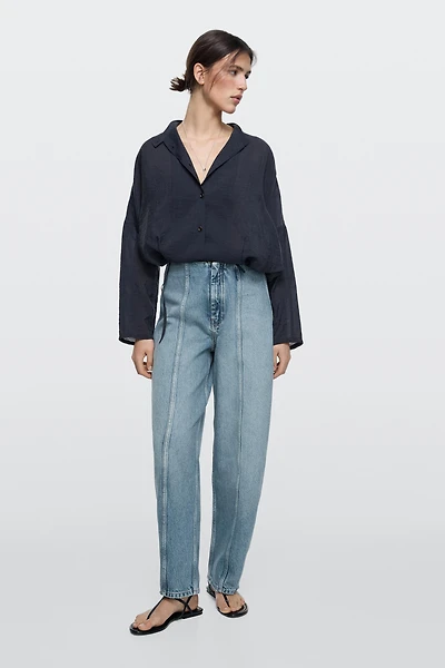 Jean barrel fit coutures apparentes