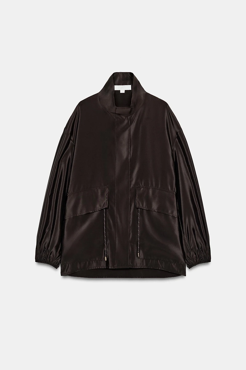 HIGH COLLAR JACKET WITH ADJUSTABLE WAIST
