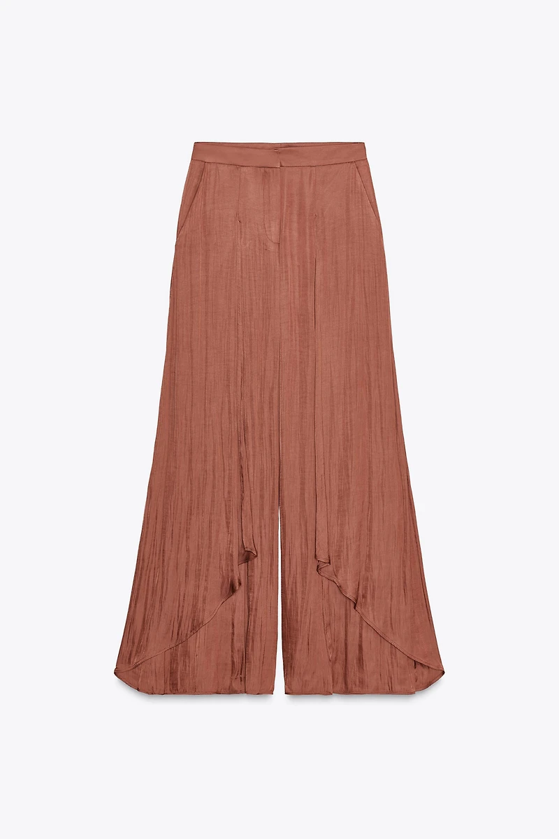 FLOWY WIDE LEG PANTS WITH RUFFLES