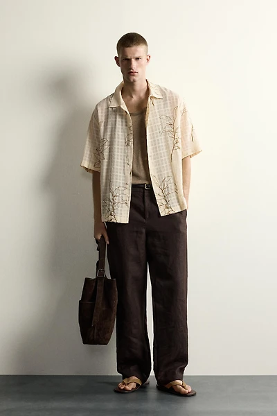 LEAF EMBROIDERED JACQUARD SHIRT