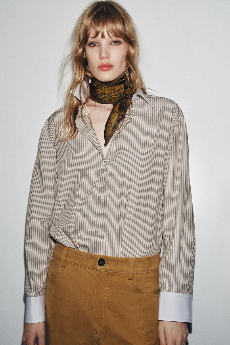 ZW COLLECTION CONTRAST STRIPED SHIRT