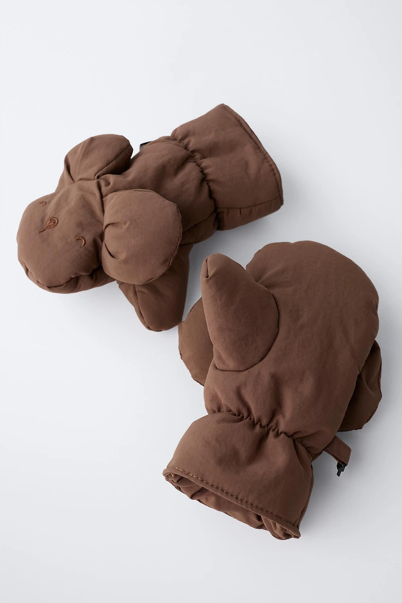 MOUFLES EN NYLON AVEC OREILLES