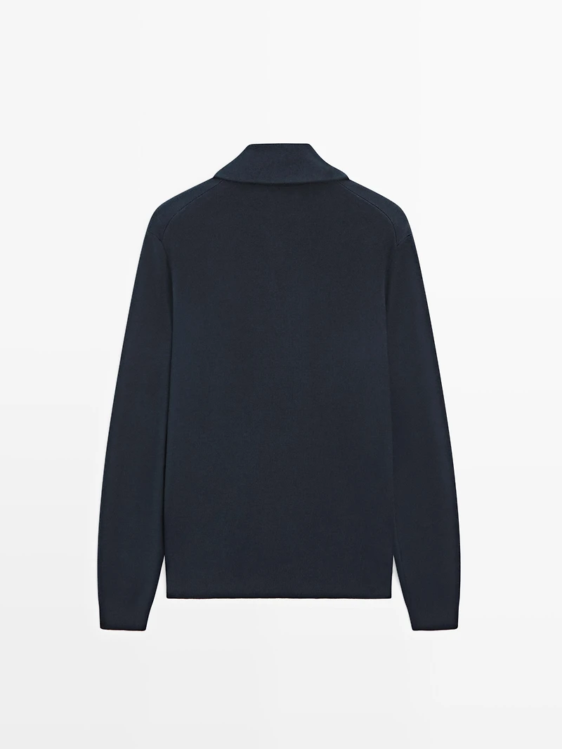 Pull en maille de coton à col camionneur zippé