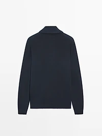 Pull en maille de coton à col camionneur zippé