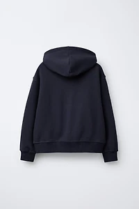 EMBROIDERED BEAR ZIP SWEATSHIRT