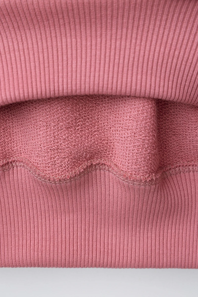 TEXT AND FLORAL EMBROIDERY SWEATSHIRT