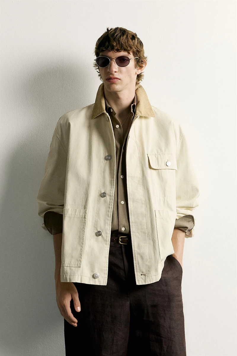 RELAXED FIT CONTRAST COLLAR JACKET