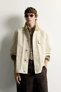 RELAXED FIT CONTRAST COLLAR JACKET