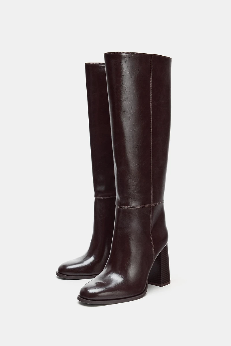 BLOCK HEEL HIGH BOOTS