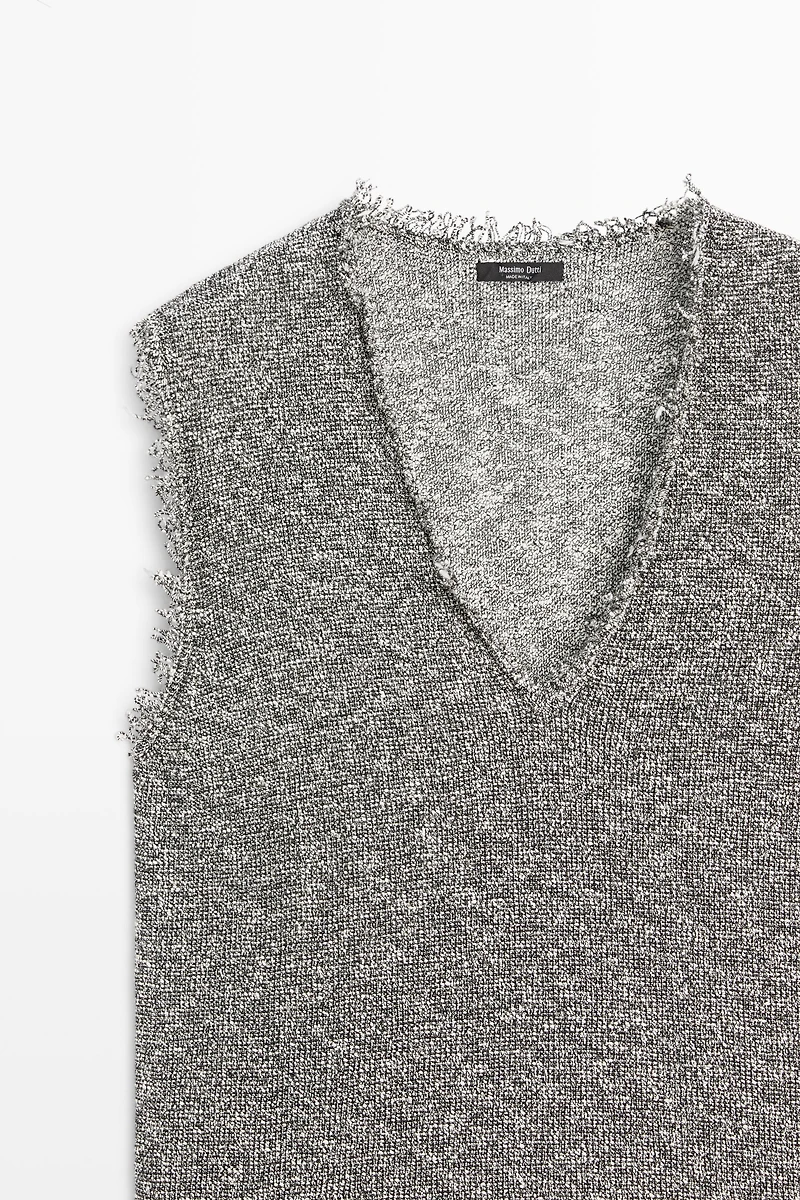 Flecked-effect V-neck top