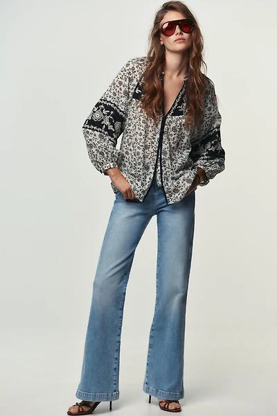 BLOUSE BRODÉE FANTAISIE À IMPRIMÉ FLORAL