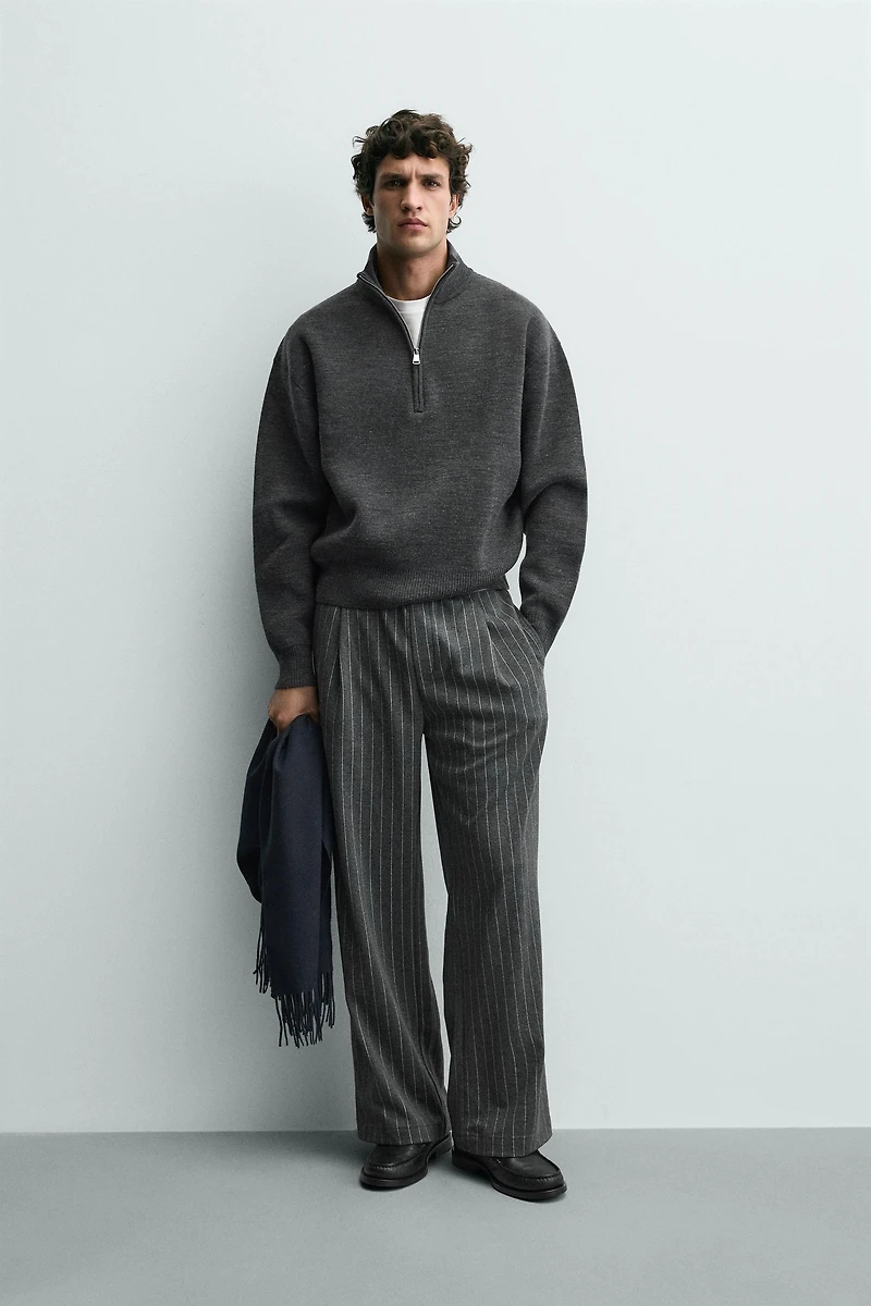 PINSTRIPE PLEATED PANTS