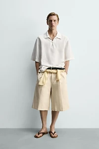 VISCOSE - LINEN POLO SHIRT