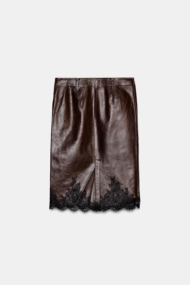 LEATHER LACE SKIRT ZW COLLECTION LIMITED EDITION
