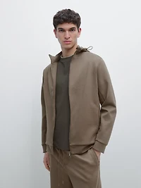 Cotton blend hooded jacket