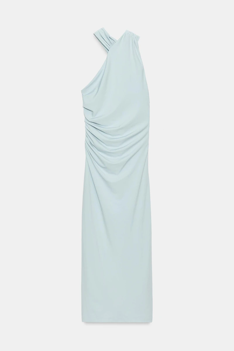RUCHED HALTER DRESS