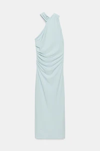 RUCHED HALTER DRESS