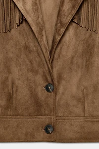 FRINGED FAUX SUEDE JACKET