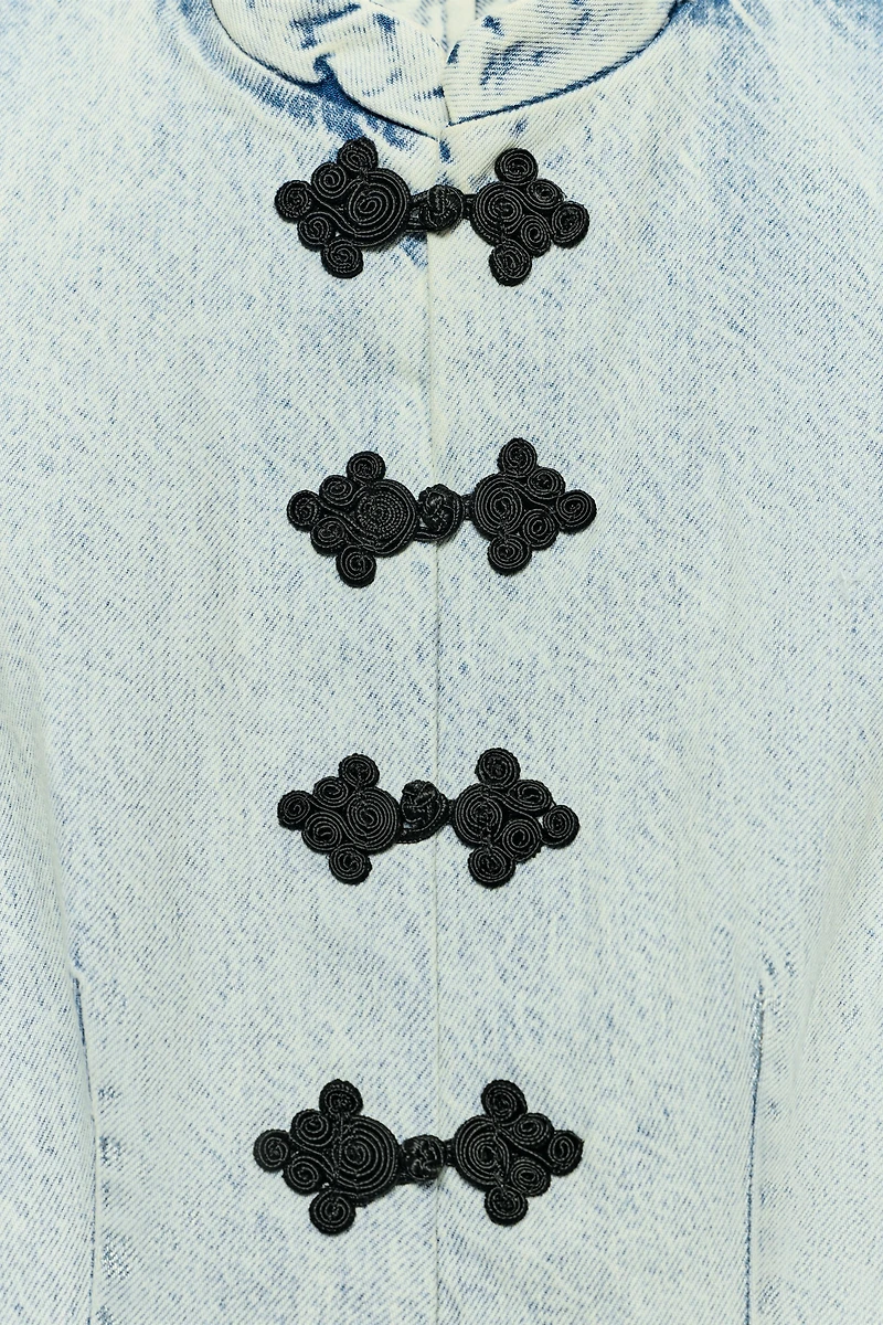 ZW COLLECTION DENIM FROG FASTENING VEST