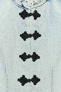 ZW COLLECTION DENIM FROG FASTENING VEST