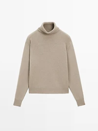 Pull à col roulé en laine mélangée