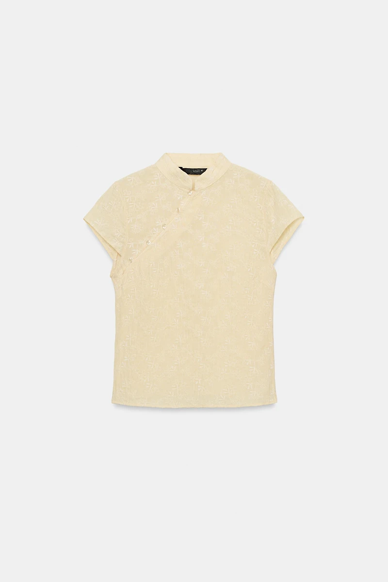 CHEMISE BRODÉE COL MAO