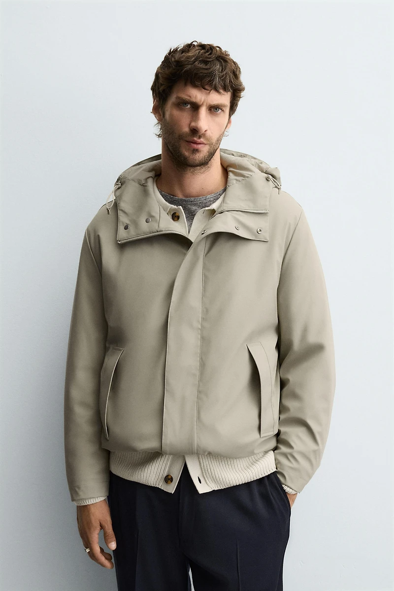 RUBBERIZED EFFECT PARKA WITH HOODIE