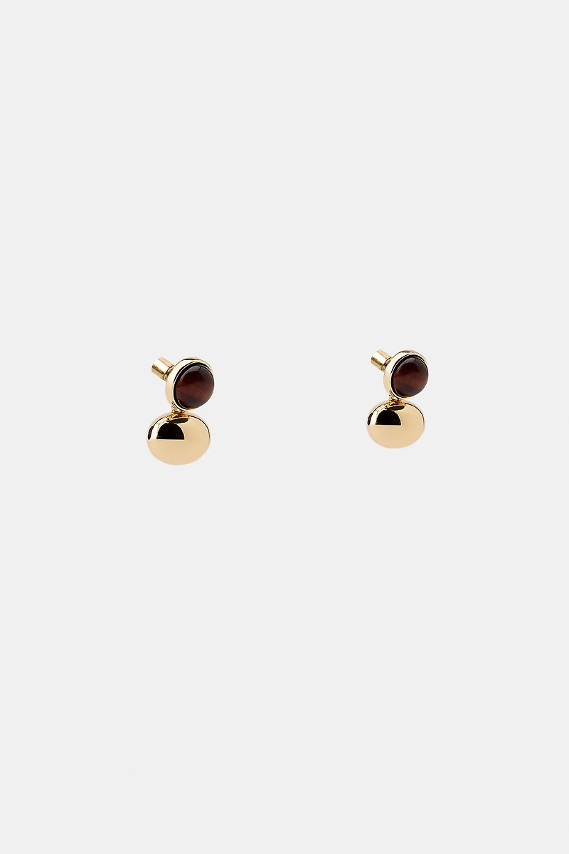 DOUBLE BALL STONE EARRINGS