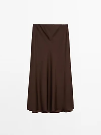 Jupe midi fluide en tissu satiné