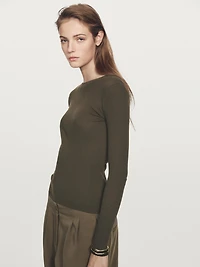 Long sleeve T-shirt with ribbed detail