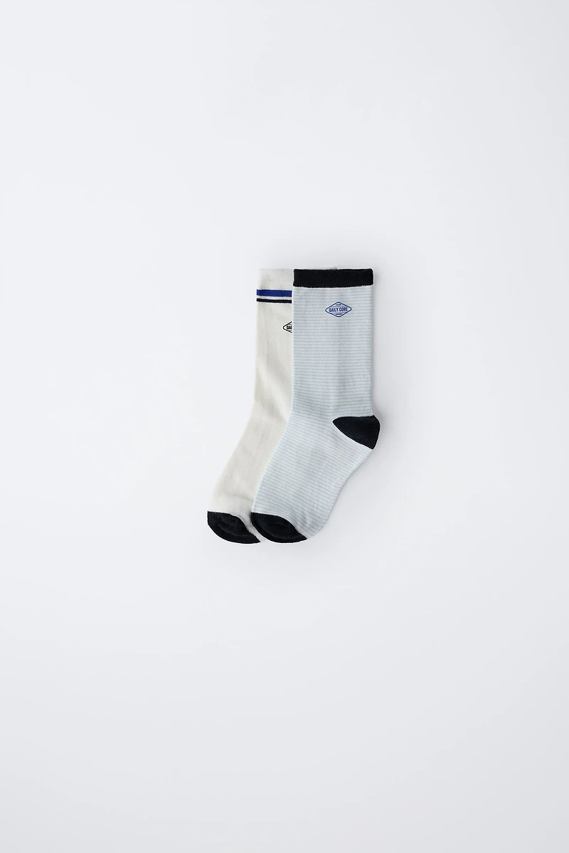 TWO-PACK OF LOGO AND STRIPED SOCKS