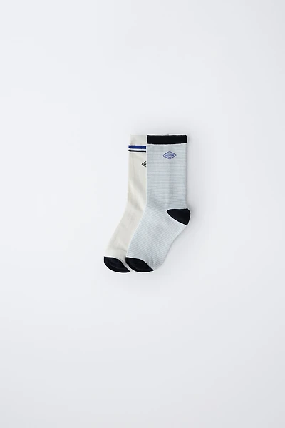 TWO-PACK OF LOGO AND STRIPED SOCKS