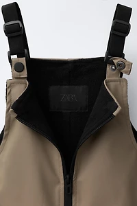 RUBBERIZED WATER-RESISTANT OVERALLS WITH FLEECE LINING