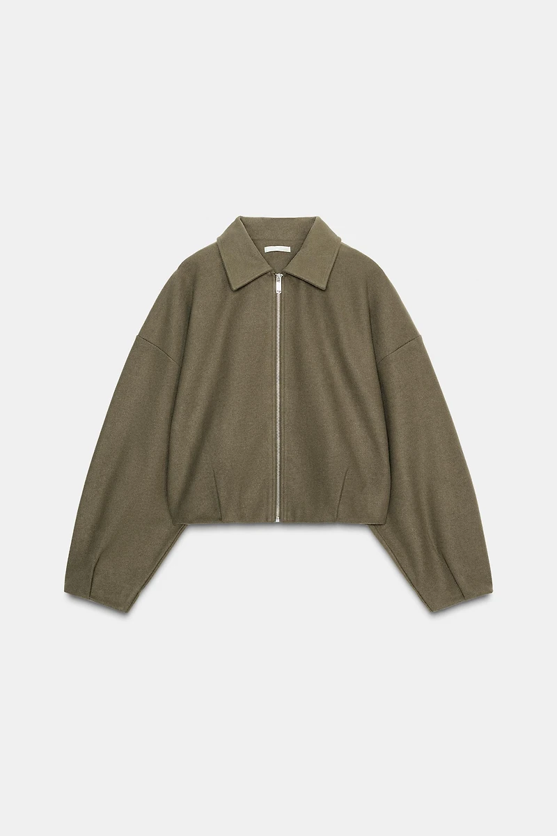 BLOUSON BOMBER DOUX À FERMETURE ÉCLAIR