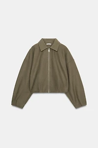 BLOUSON BOMBER DOUX À FERMETURE ÉCLAIR