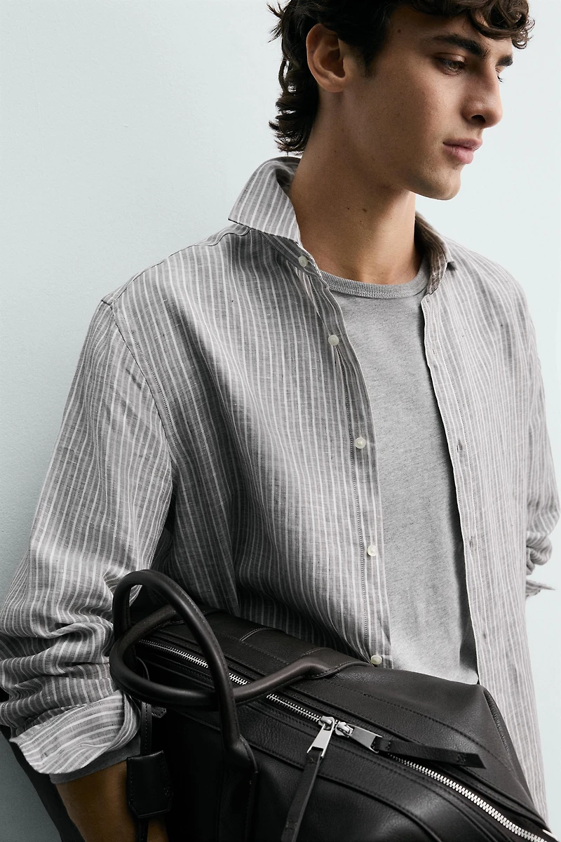 CHEMISE À RAYURES 100 % LIN