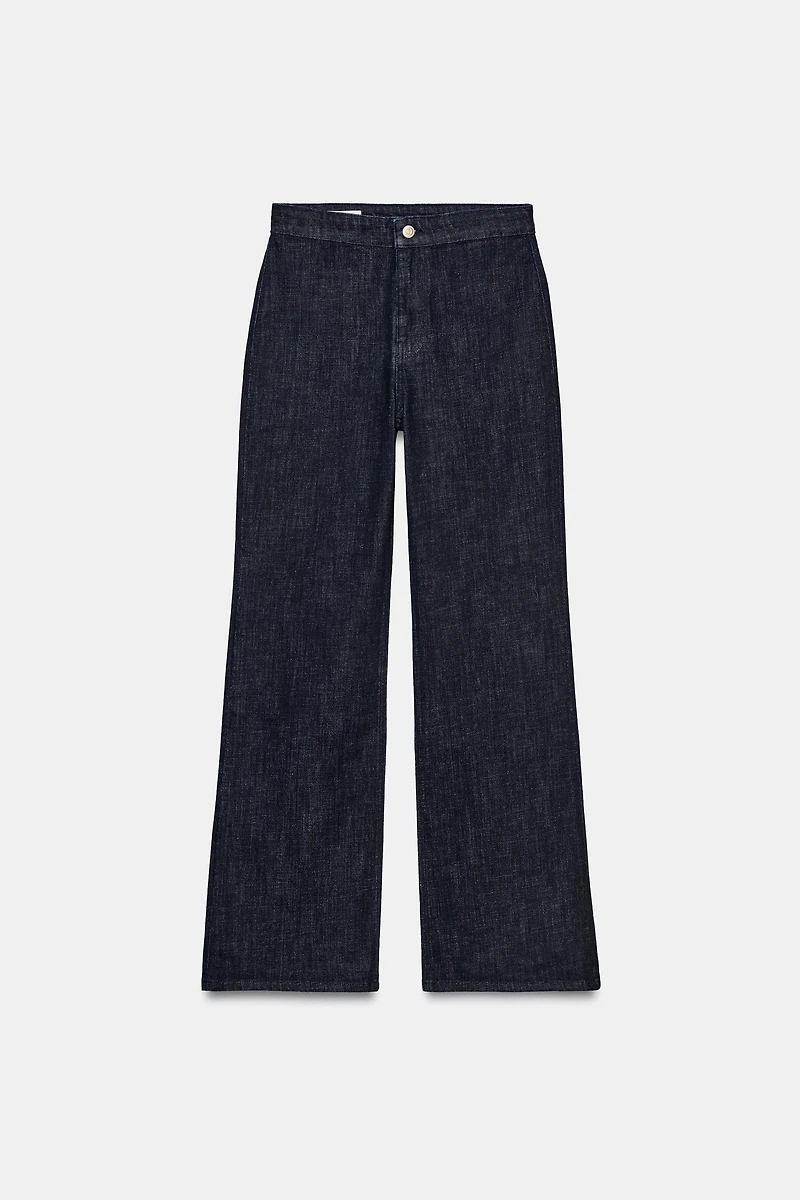 HIGH-WAISTED FAUX DENIM PANTS