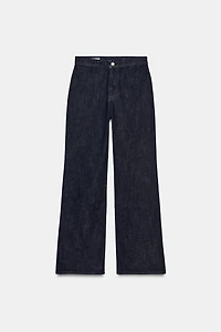 HIGH-WAISTED FAUX DENIM PANTS