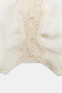 SATIN EFFECT LACE CROP TOP