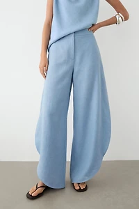 Voluminous flowing linen blend pants