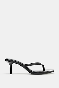 SANDALES À TALONS BRIDES EN CUIR