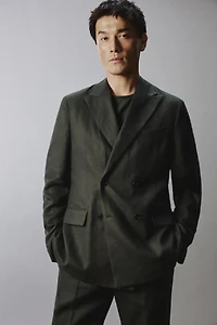 100% LINEN DOUBLE-BREASTED SUIT BLAZER